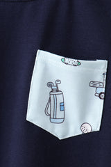 Navy golf print shorts set