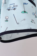 Navy golf print shorts set