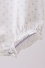 Navy bow applique ruffle bubble