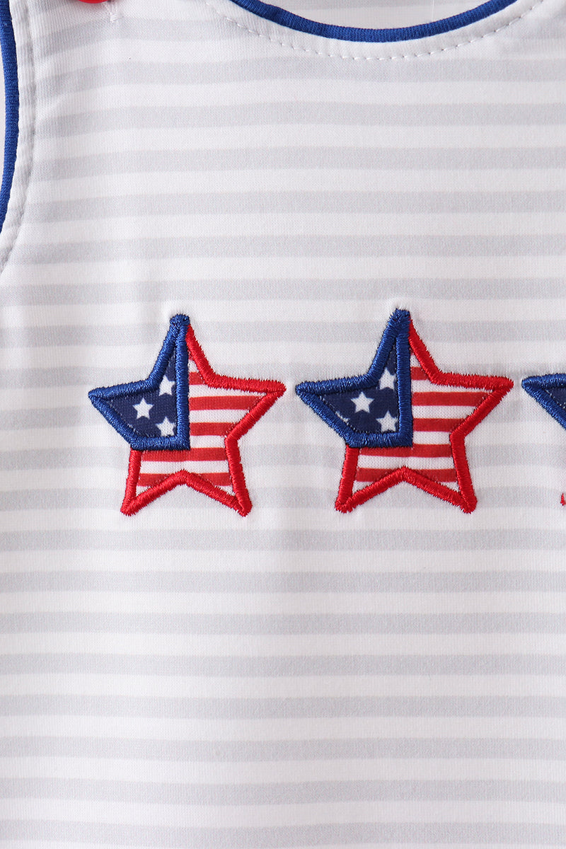 Navy bow applique stripe jonjon