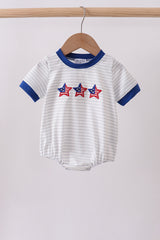 Navy bow applique stripe bubble