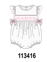 White Bow Smocked Jacquard Bubble