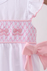 White Bow Smocked Jacquard Bubble