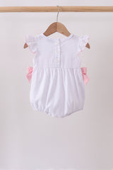 White Bow Smocked Jacquard Bubble
