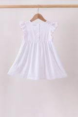 White Bow Smocked Jacquard Dress