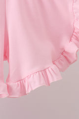 White Bow Smocked Jacquard Ruffle Shorts Set