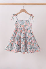Pink Floral tiered Dress