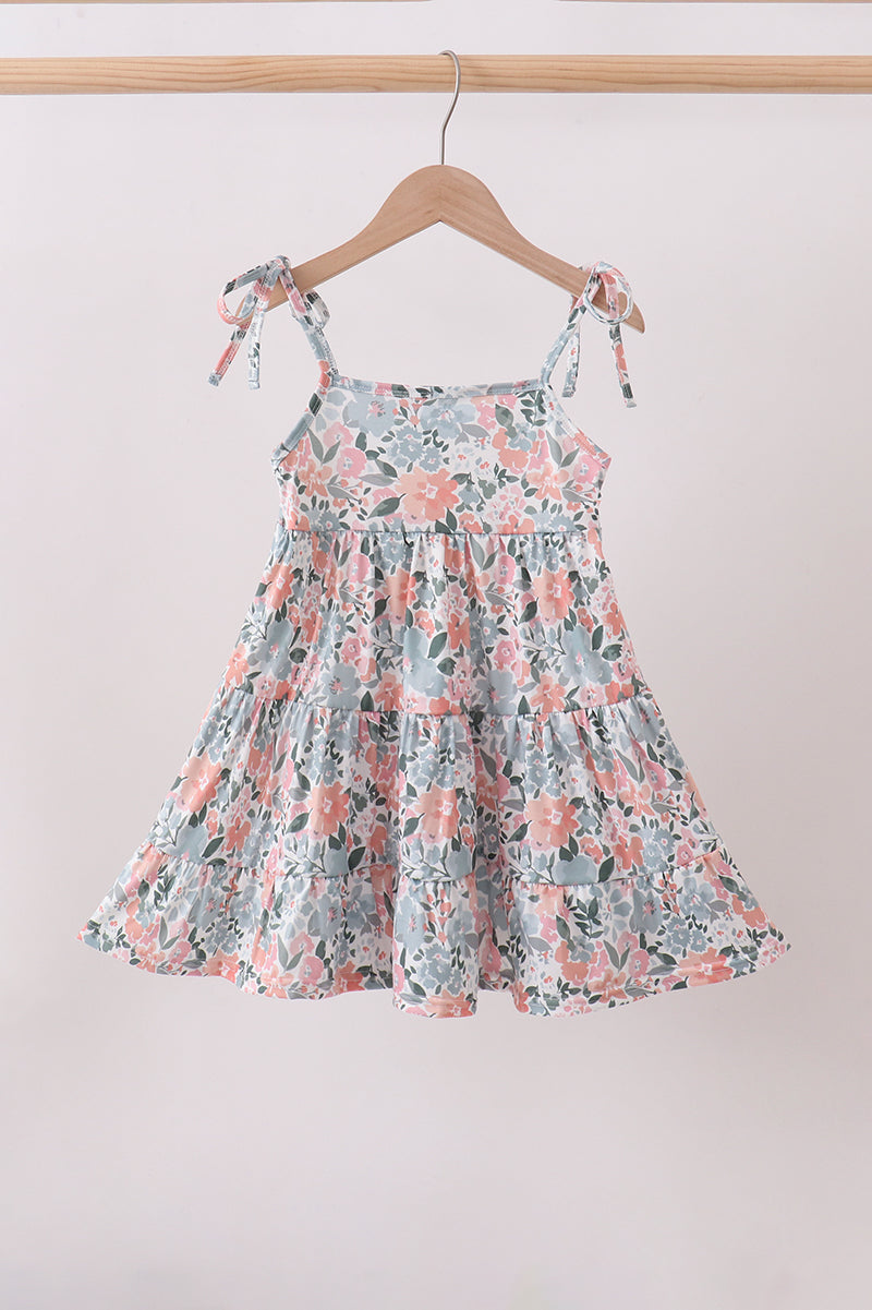 Pink Floral Knit tiered Dress  Honeydew USA