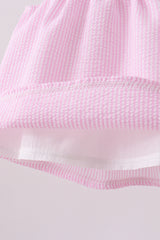 Pink stripe seersucker strawberry smocked bloomer set