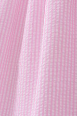 Pink stripe seersucker strawberry smocked dress