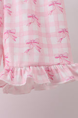 Pink bow smocked ruffle dress