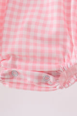 Pink Gingham Animal Embroidered Bubble