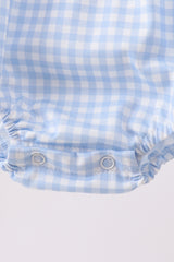 Blue Gingham Animal Embroidered Bubble