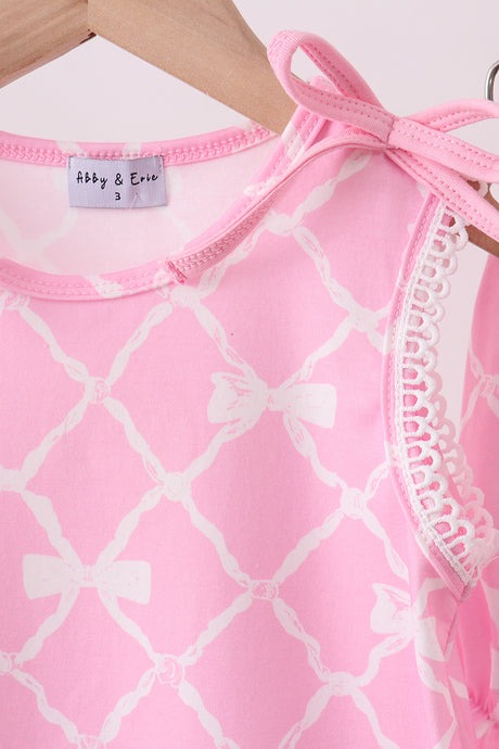 Pink Bow Knit Bloomer Set