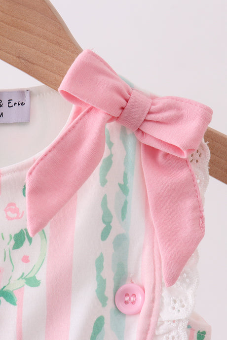 Pink floral print bow bubble