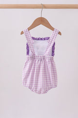 Purple floral embroidery gingham ruffle bubble