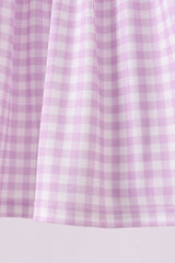 Purple floral embroidery gingham ruffle shorts set