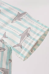 Green Stripe Shark UPF Swim One-Piece