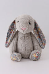 Grey floral plush bunny