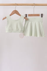 Green Scalloped Yoga Skorts Set
