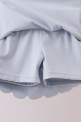 Blue Scalloped Yoga Skorts Set