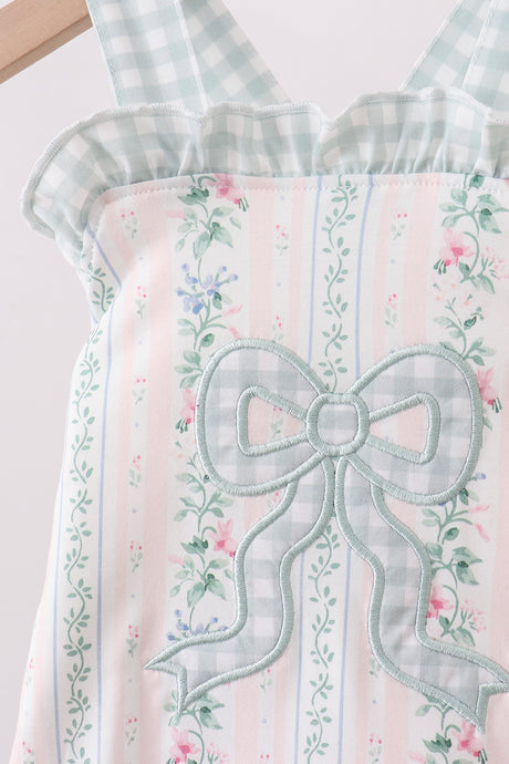 Bow Floral Applique Knit Bubble