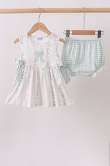 Bow Floral Applique Bloomer Set