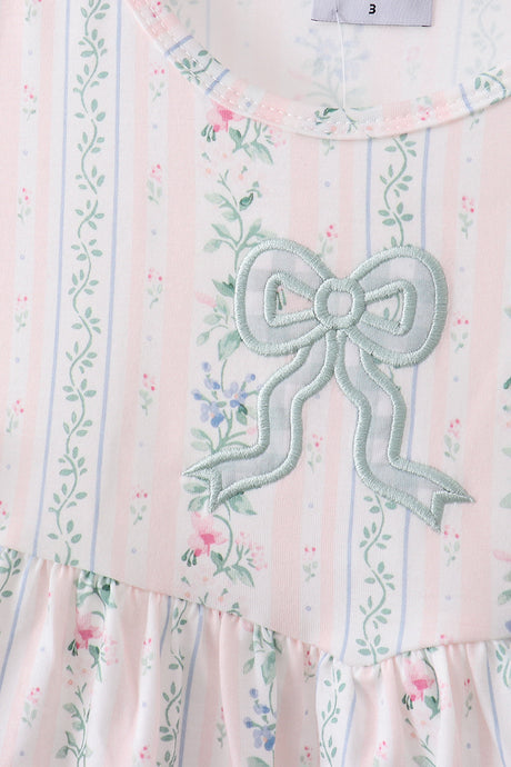 Bow Floral Applique Knit Bloomer Set