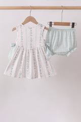 Bow Floral Applique Bloomer Set