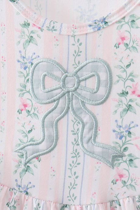 Bow Floral Applique Knit Dress