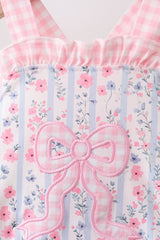 Pink Floral Bow Applique Bow Bubble