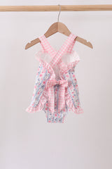 Pink Floral Bow Applique Bow Bubble