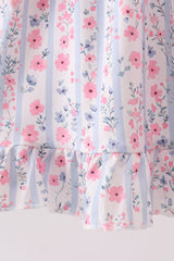Pink Floral Bow Applique Bow Dress