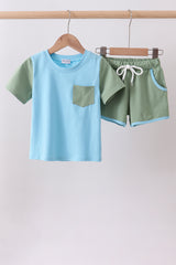 Blue sage shorts set