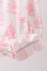 Pink Sailboat Embroidered Bubble