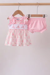 Pink Sailboat Embroidered Bloomer Set