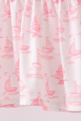 Pink Sailboat Embroidered Bloomer Set