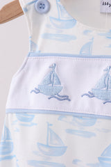 Blue Sailboat Embroidered Bubble