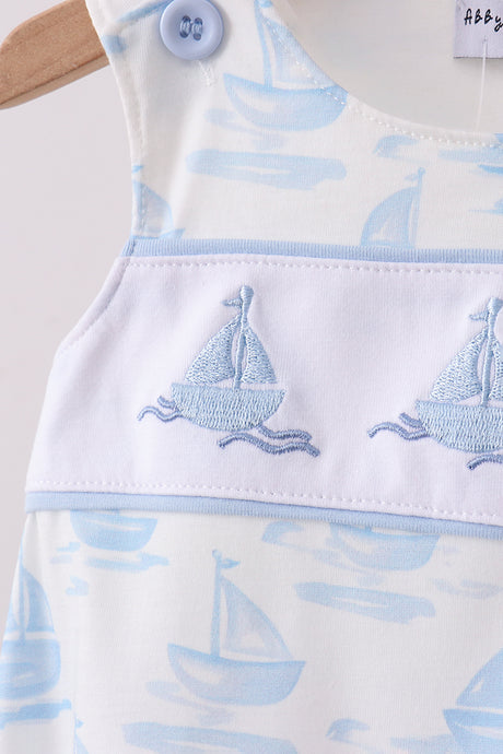 Blue Sailboat Embroidered Bubble