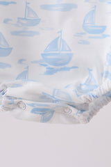 Blue Sailboat Embroidered Bubble