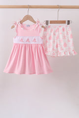 Pink Sailboat Embroidered Set