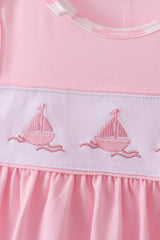 Pink Sailboat Embroidered Set