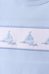 Blue Sailboat Embroidered Set