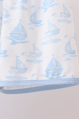 Blue Sailboat Embroidered Set