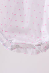 Pink Bow Smocked Swiss Dot Bubble