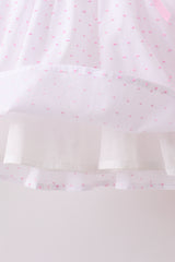 Pink Bow Smocked Swiss Dot Shorts Set