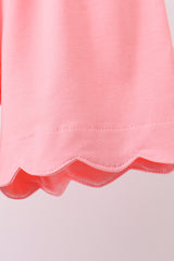 Pink tropical floral print ruffle shorts set