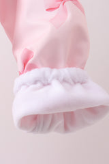 Pink bow print ruffle raincoat