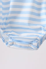Blue Fire Engine Stripe Embroidered Bubble