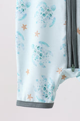 Blue Turtle Bamboo Romper